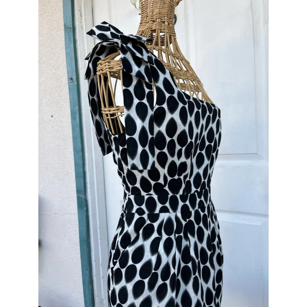 Dots One Shoulder Polka Dot Dress Black White Women S, Sexy Party Cocktel - Picture 5 of 16